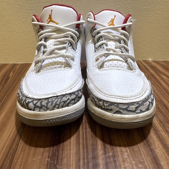 Nike Air Jordan 3 Retro Shoes Kids Size 3Y White Cardinal Red AJ3 429487-126 - Picture 2 of 10